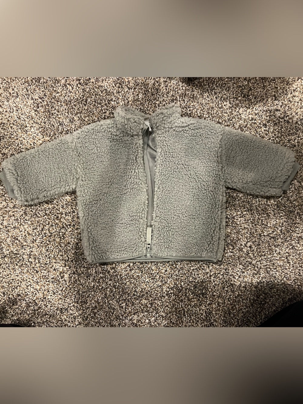 H&M Sherpa Zip Jacket Light Olive Green